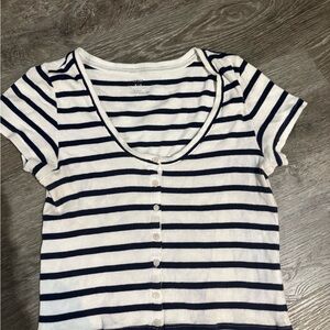 Aerie Navy and White Striped Top